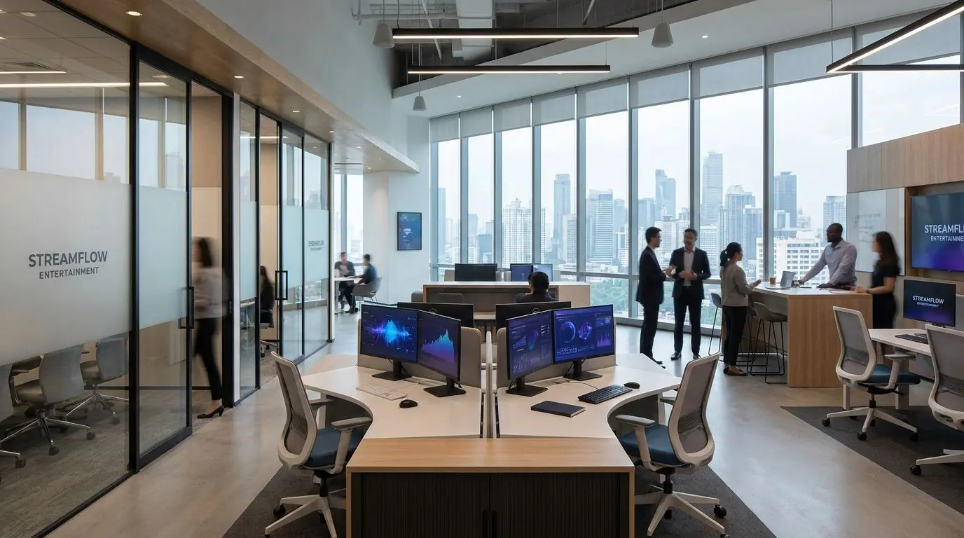 Corporate office environment representing a brand head office