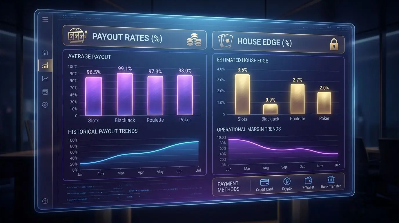 Comparison chart showing payout rates and house edge across games
