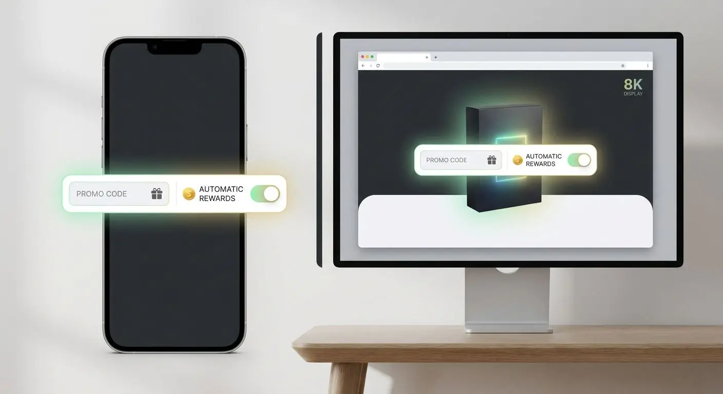 Interface example showing bonus code entry and automatic offer activation