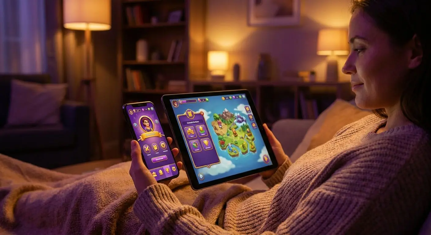 User playing on a smartphone with a mobile gaming interface