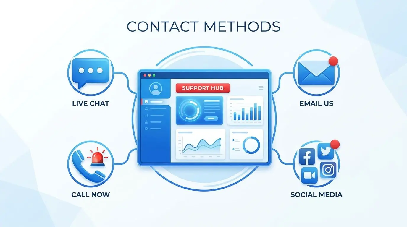 Diagram of PlayOJO support channels including chat, email and phone