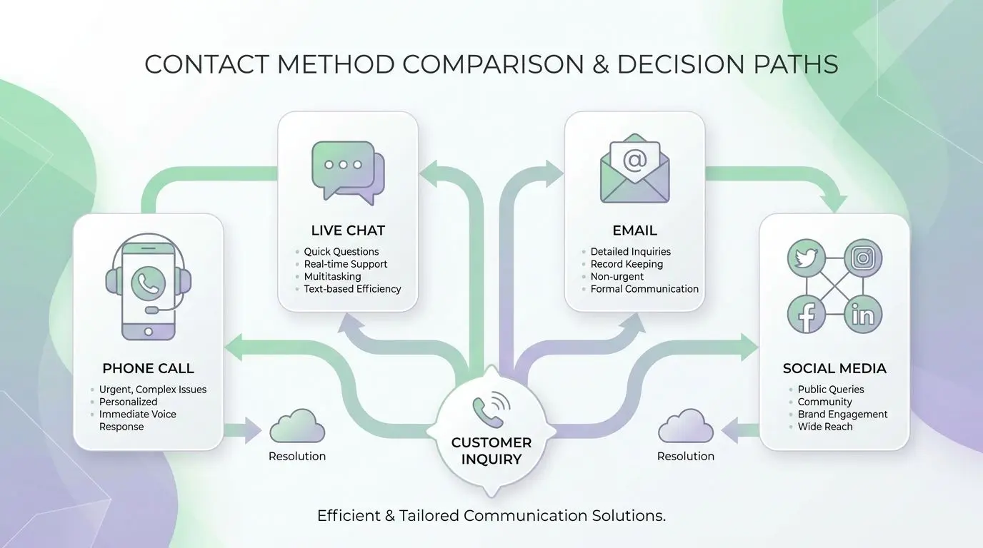 Comparison chart of PlayOJO contact options for Irish users