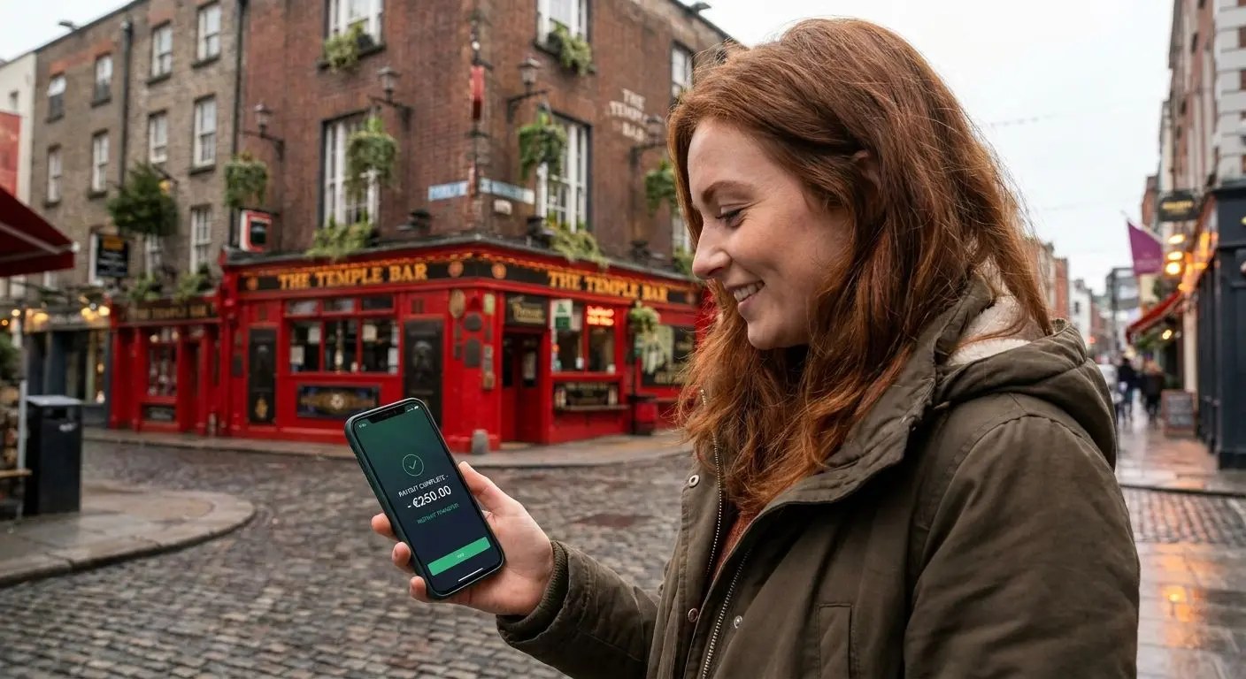 Mobile payout confirmation on phone for Irish player