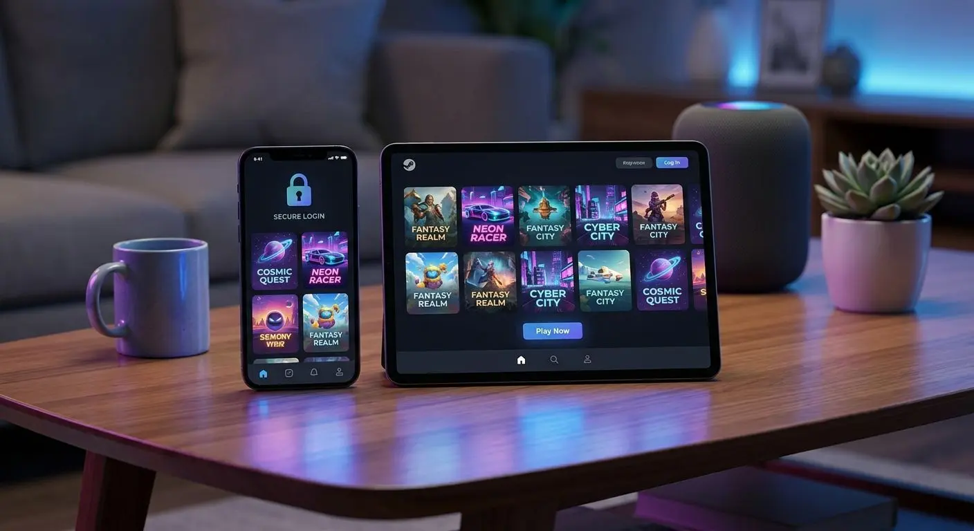Mobile interface shown on smartphone and tablet devices