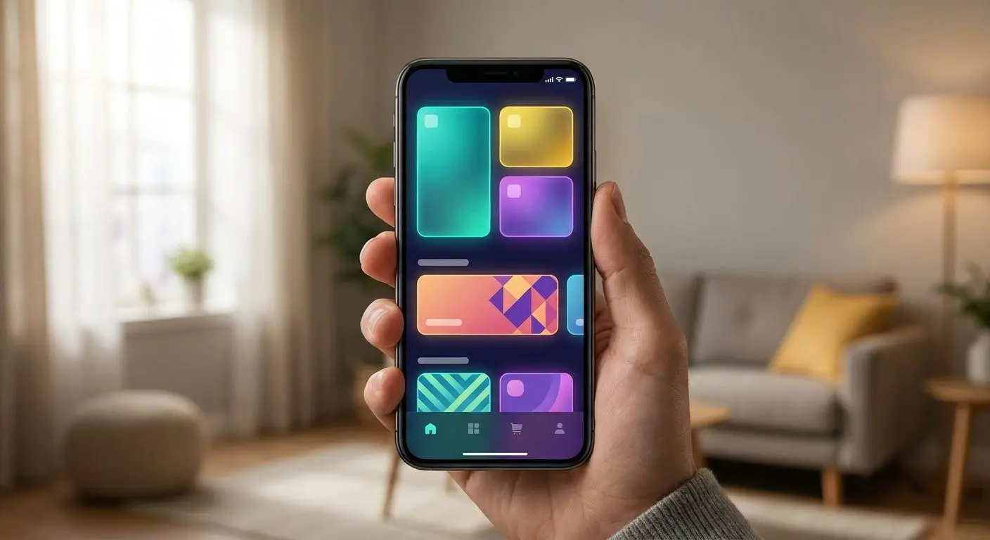 Mobile interface showing promotional reward tiles on smartphone