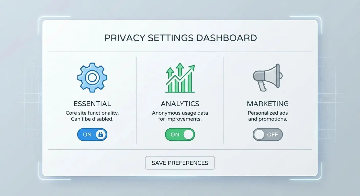 Cookie settings categories with user controls