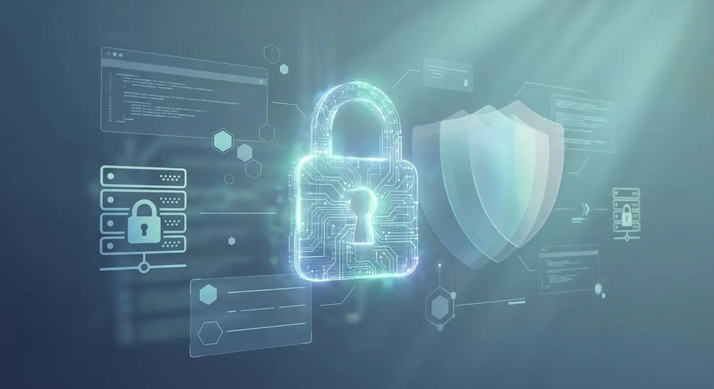 Abstract digital lock and data protection illustration