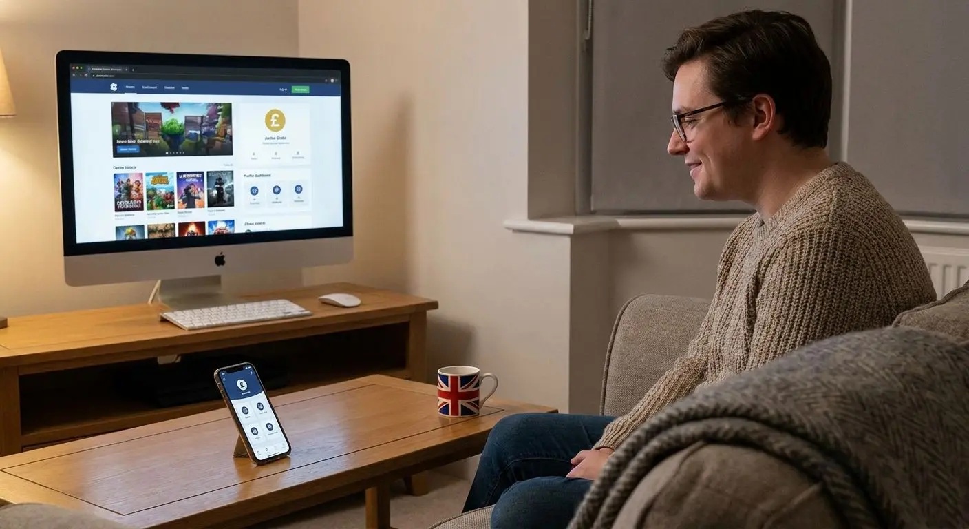 UK player using desktop and mobile for real money entertainment