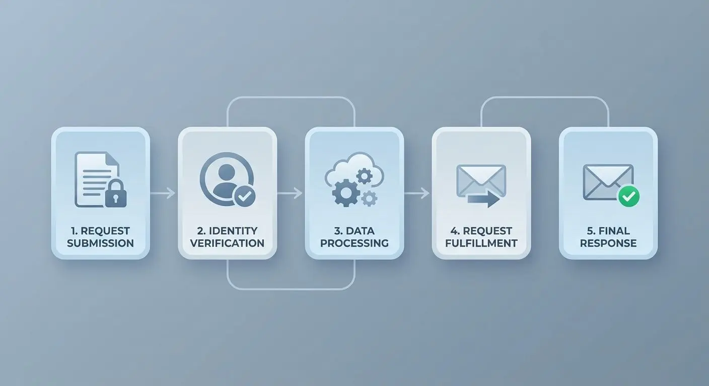 GDPR request process steps Step by step GDPR request process illustration