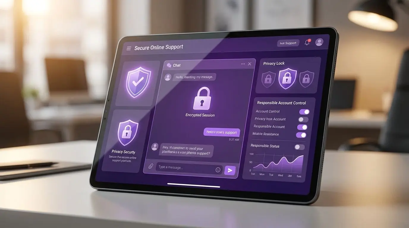 Secure support chat with privacy and account protection
