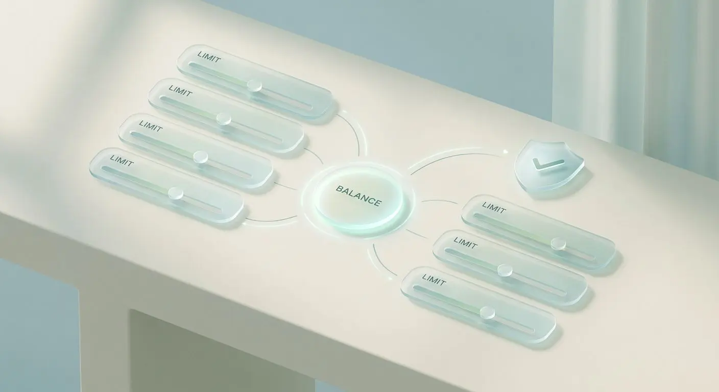 Responsible gaming support image with account limit controls and balanced design