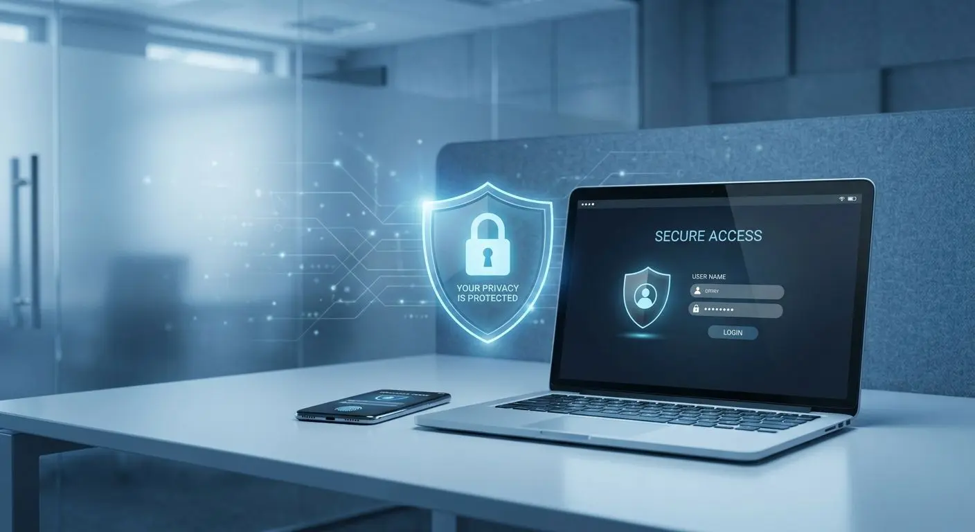 Secure personal account and login illustration