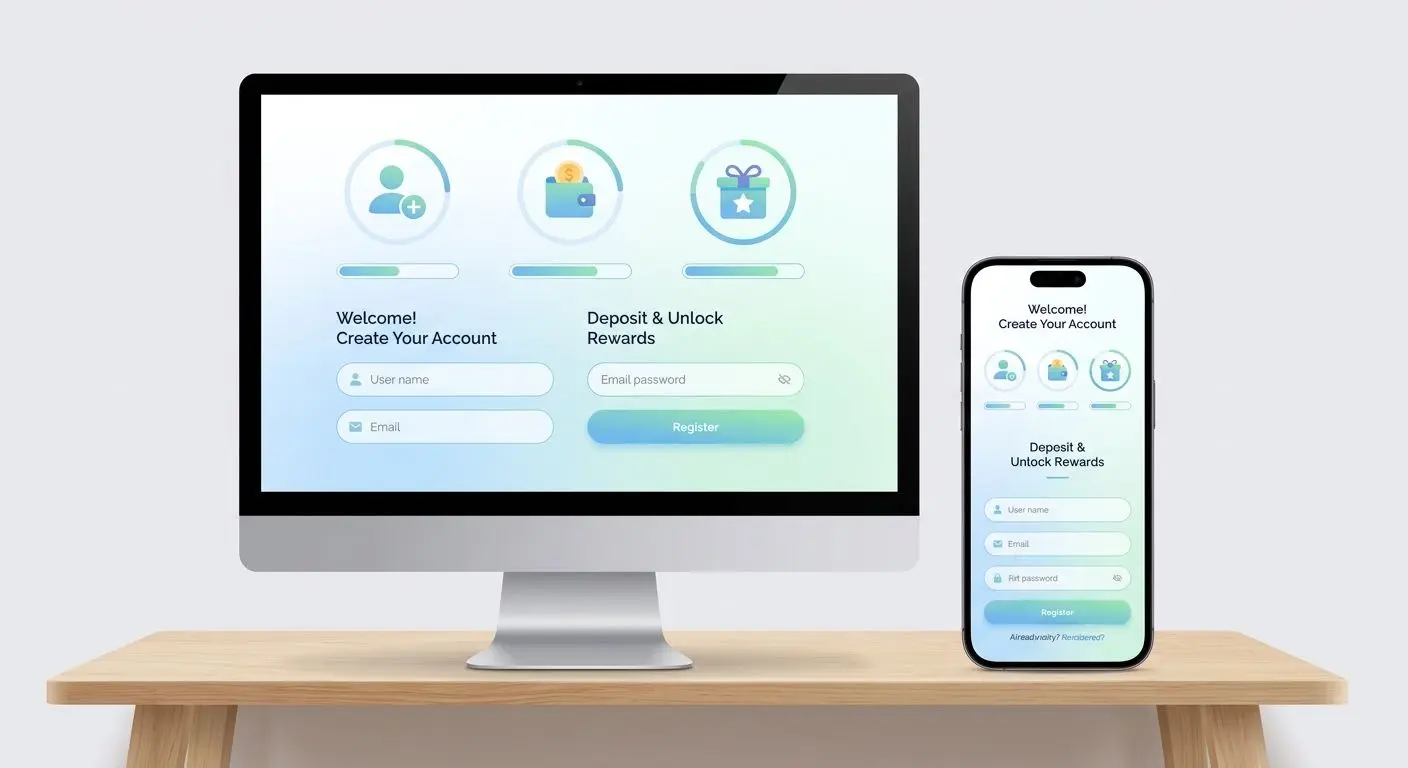 Registration and first deposit process illustration for new PlayOJO users