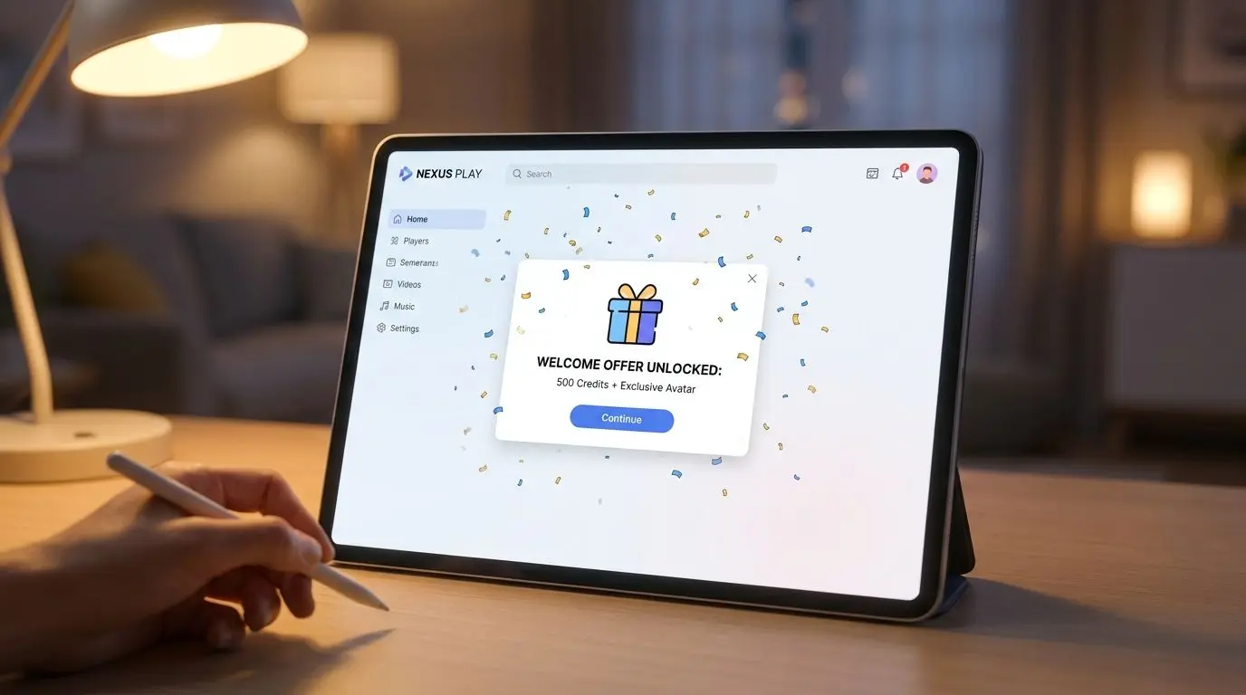 New player registering and receiving a welcome offer online