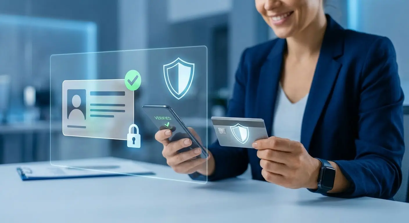 KYC verification concept with secure document and shield