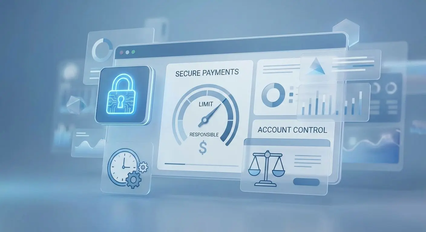 Secure and responsible withdrawal visual with lock and account limits icons