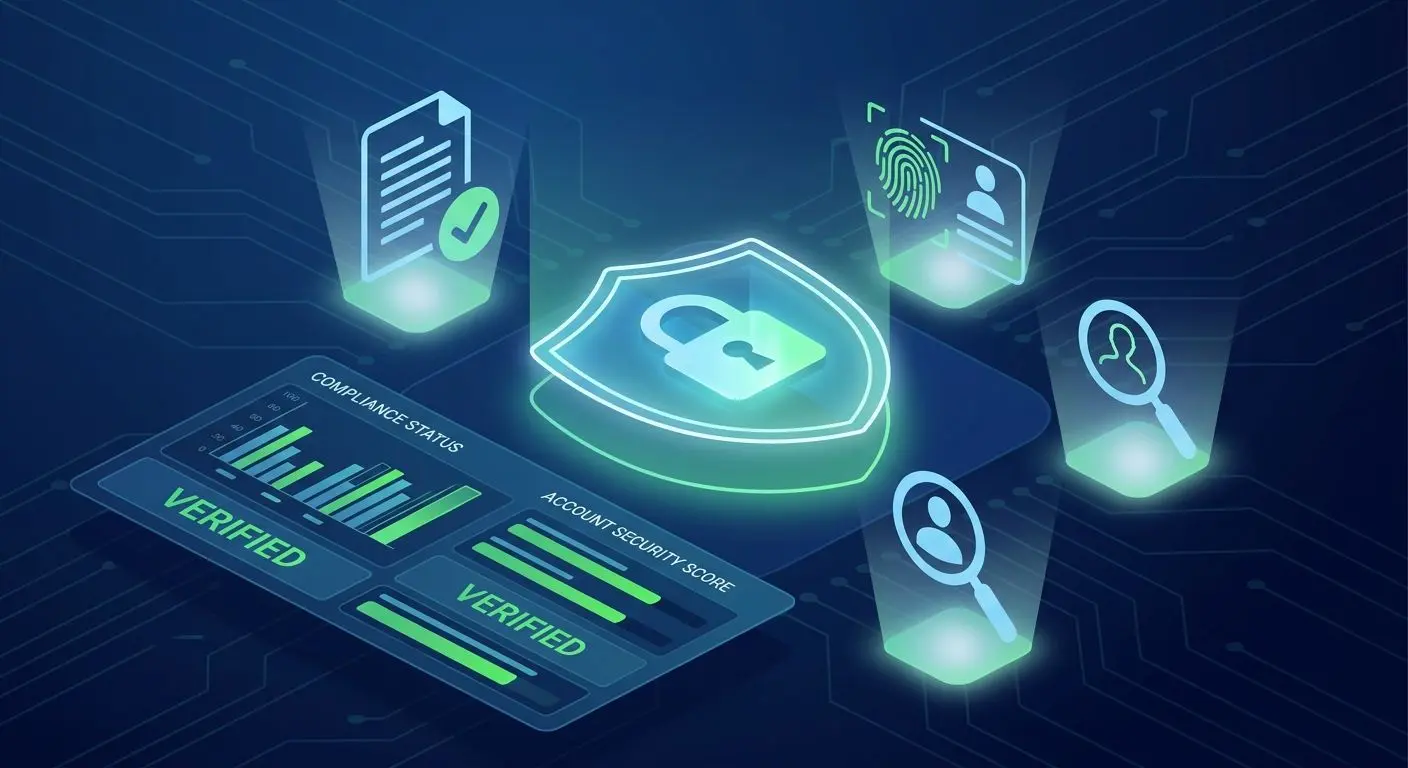 Shield and document check visual for identity verification and secure withdrawals